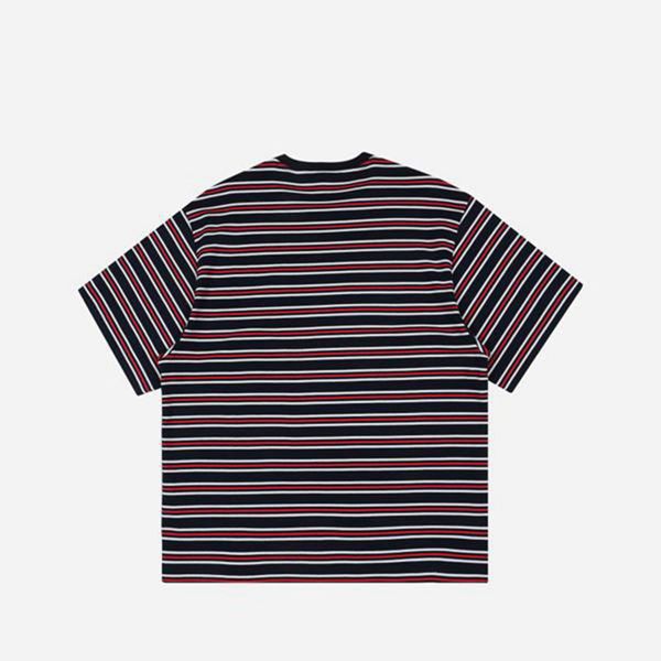 Camisetas Manga Corta Fila Hombre Azul Marino - Line 3 Striped S/S - España 420813CIY